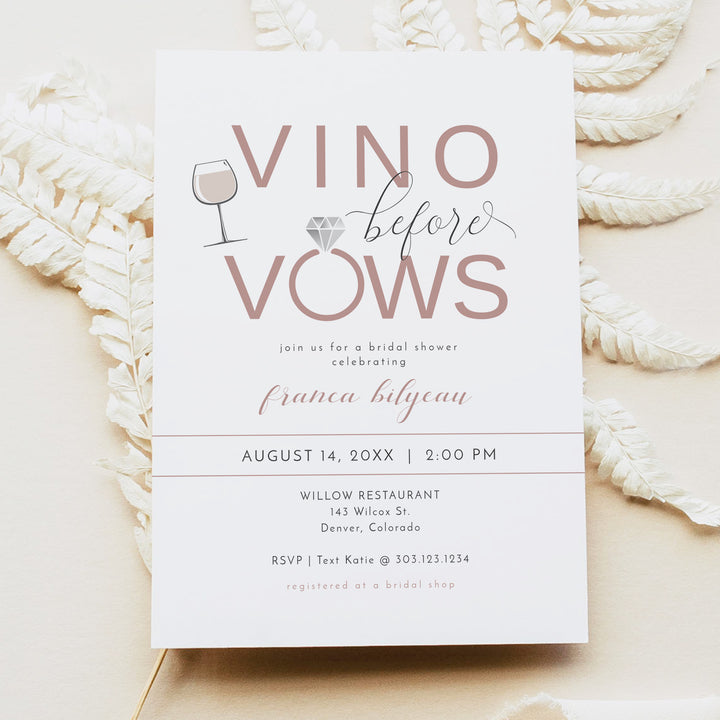 FRANCA Vino Before Vows Wine Theme Bridal Shower Invitations