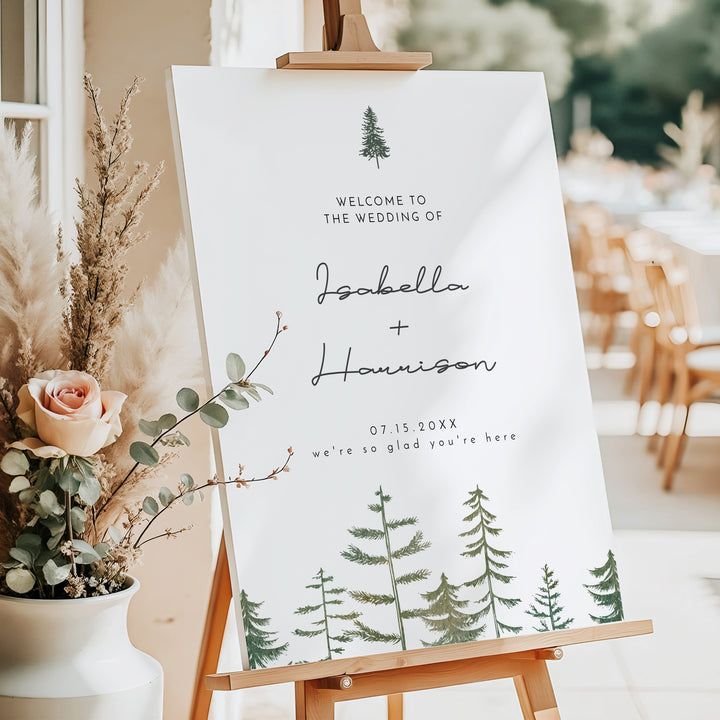 TIMBER Minimalist Pine Wedding Welcome Sign