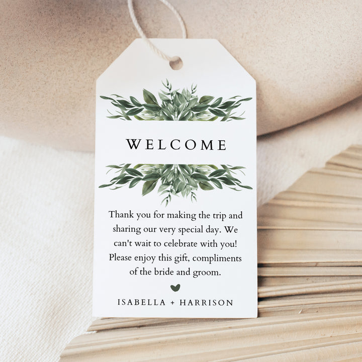 LANA Personalized Sage Green Wedding Welcome Bag Tags