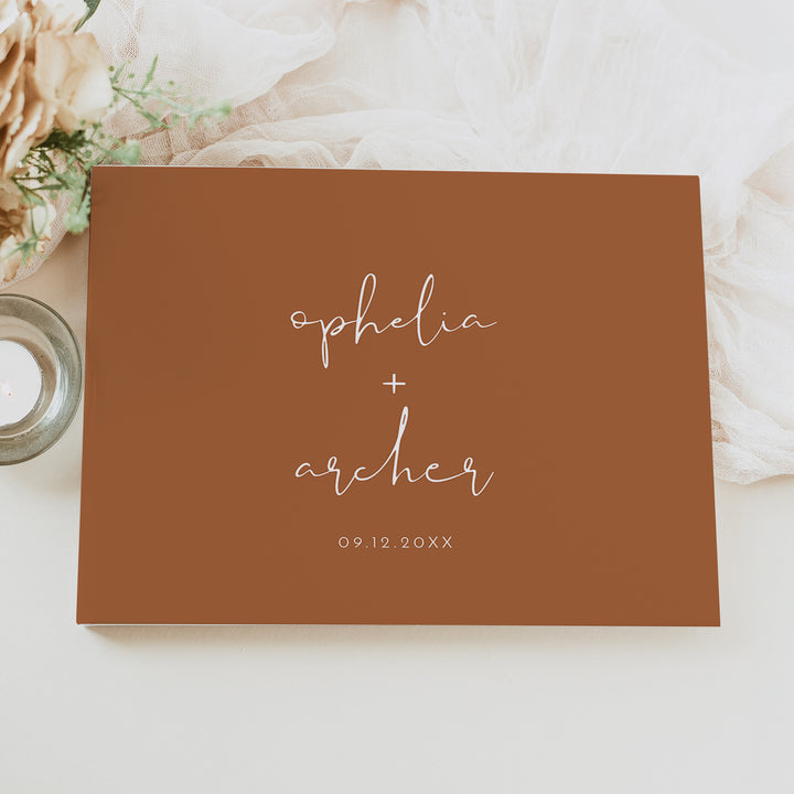 CORIANDER Minimalist Terracotta Desert Wedding Guest Book