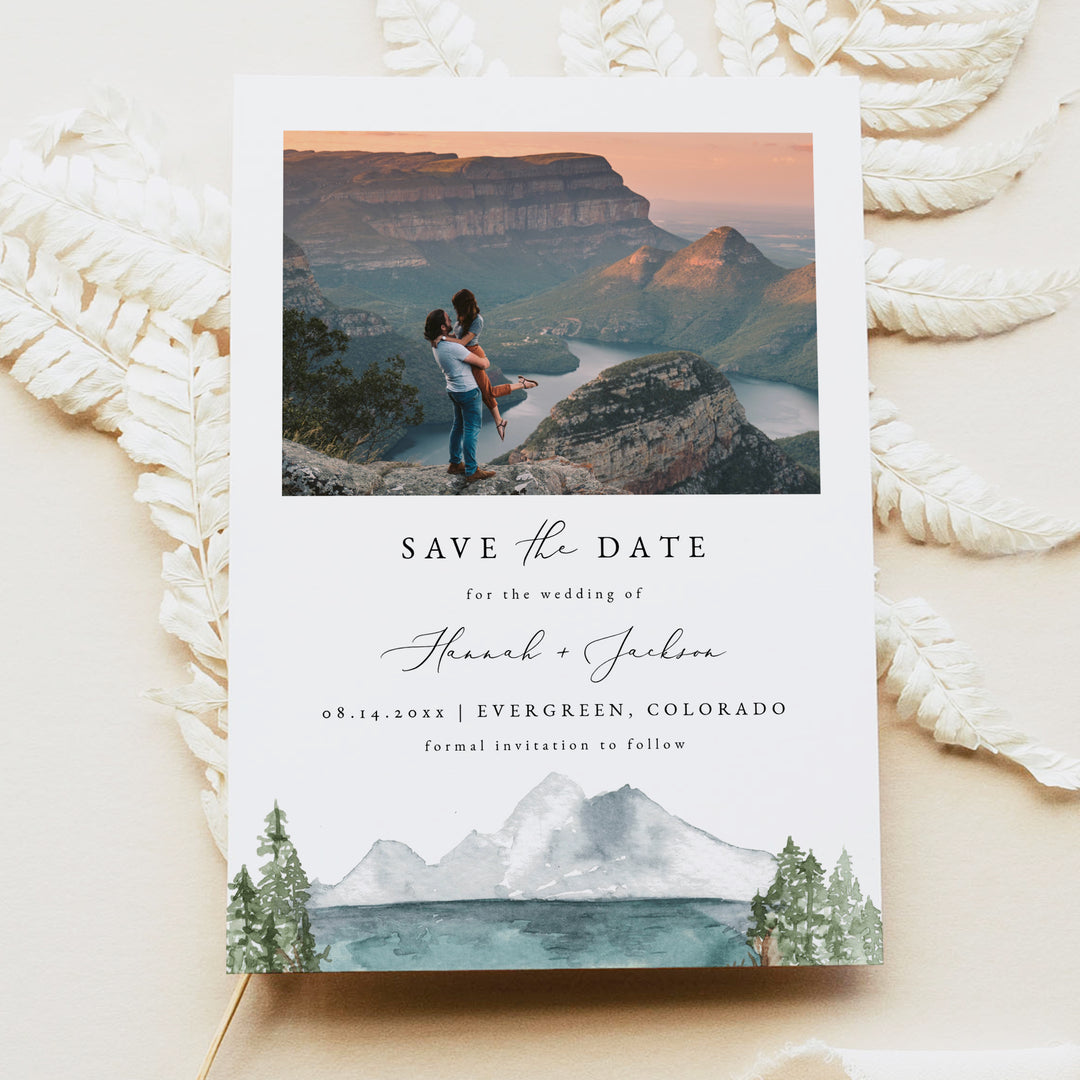CLOVER Boho Outdoor Wedding Save the Date Card with Photos