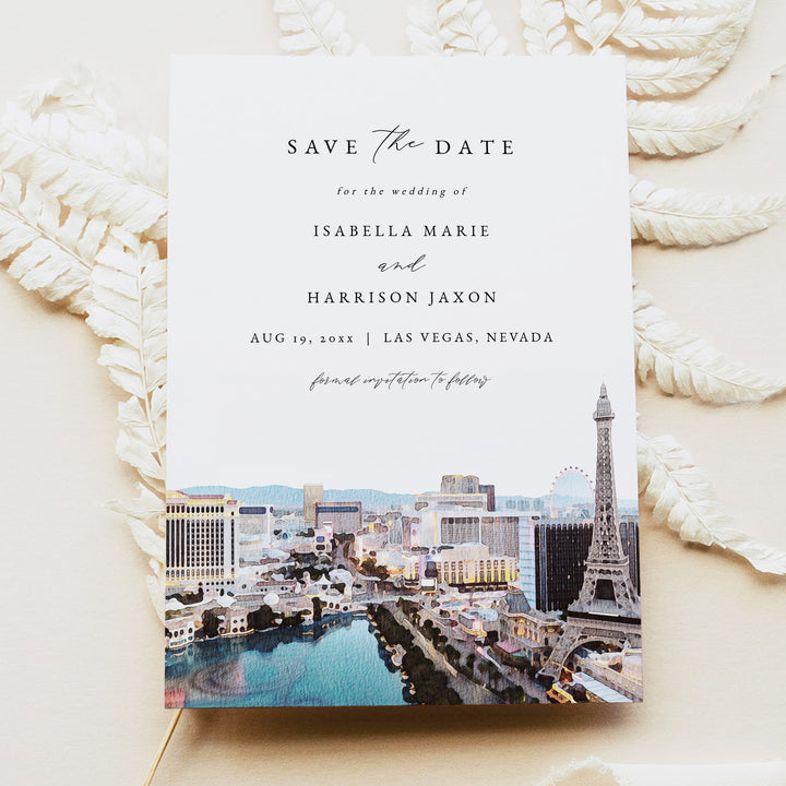 LAS VEGAS Strip Skyline Wedding Photo Save the Dates