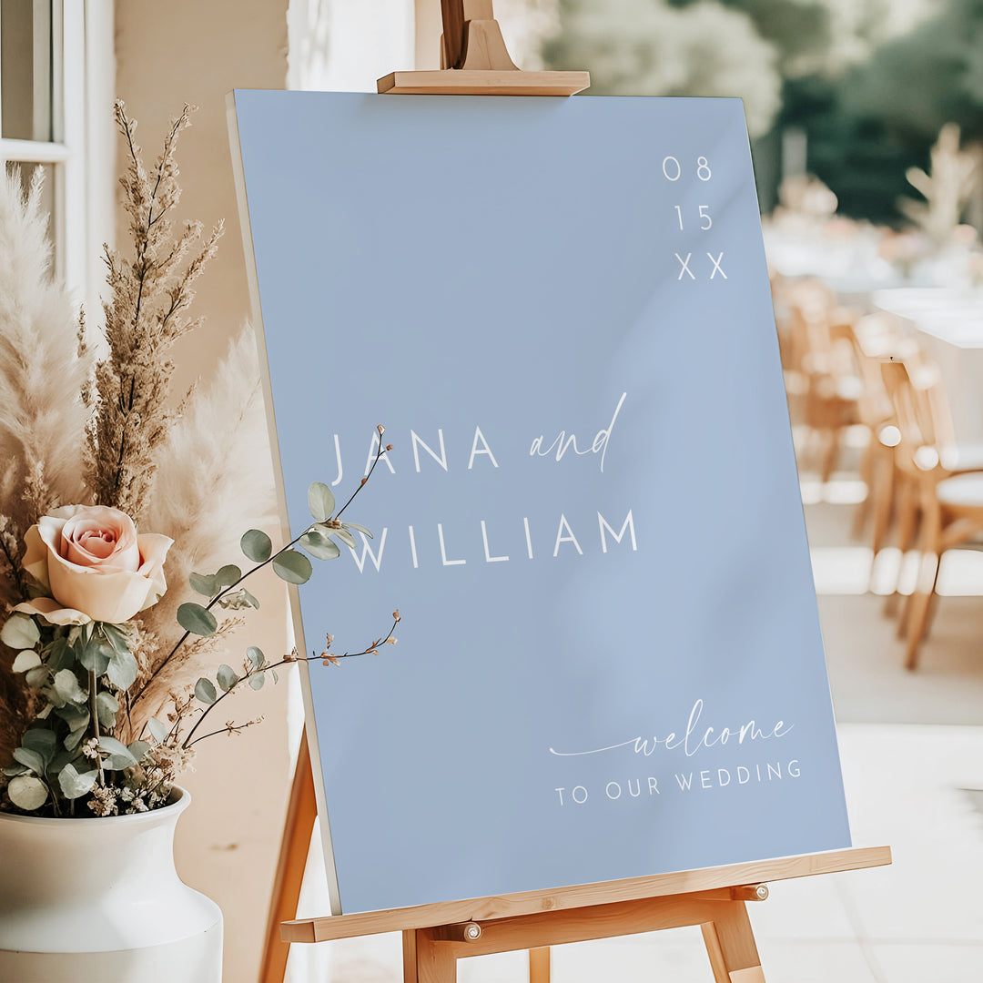 KENNEDY Dusty Blue Modern Minimalist Wedding Sign