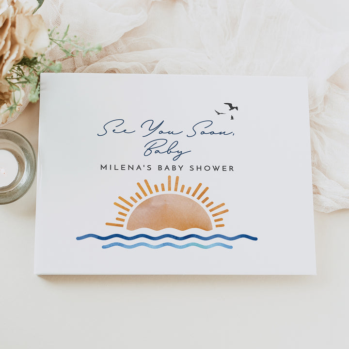 OCEANSIDE Sea You Soon Coastal Baby Shower Sign in Guest Book