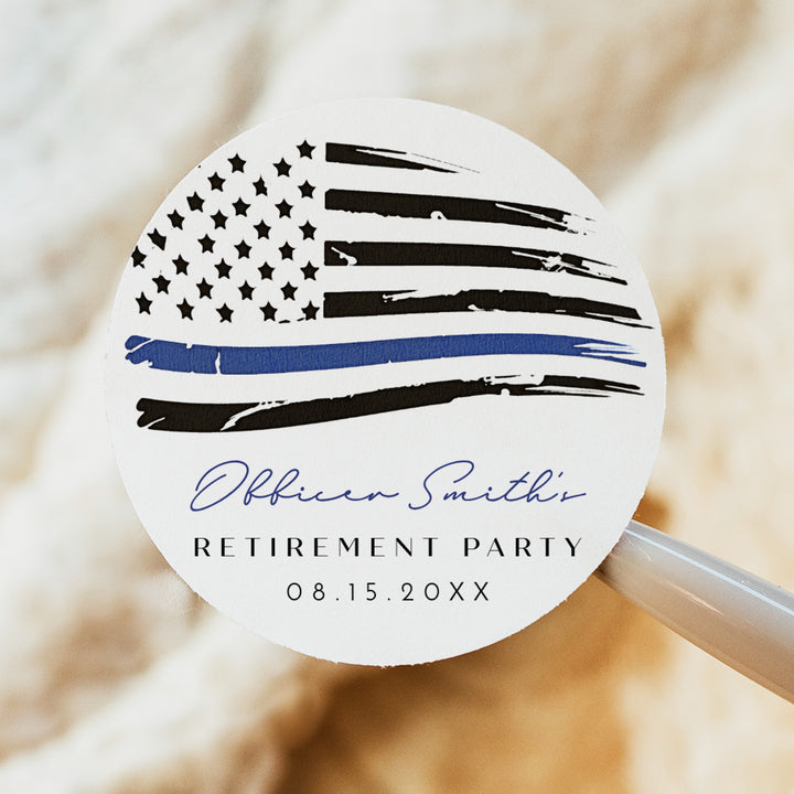 POLICE Retirement Party Round Favor Stickers