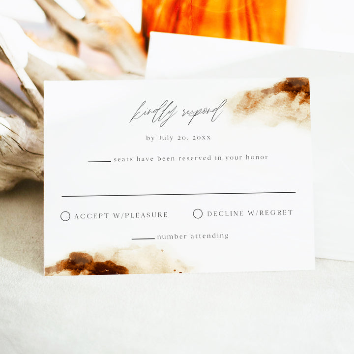 JAYLA Rustic Terracotta Wedding RSVP Cards with Envelope