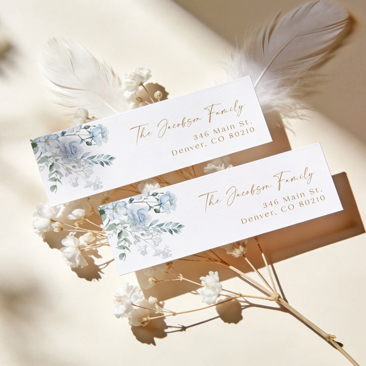 FLEUR Dusty Blue Boho Floral Return Address Label