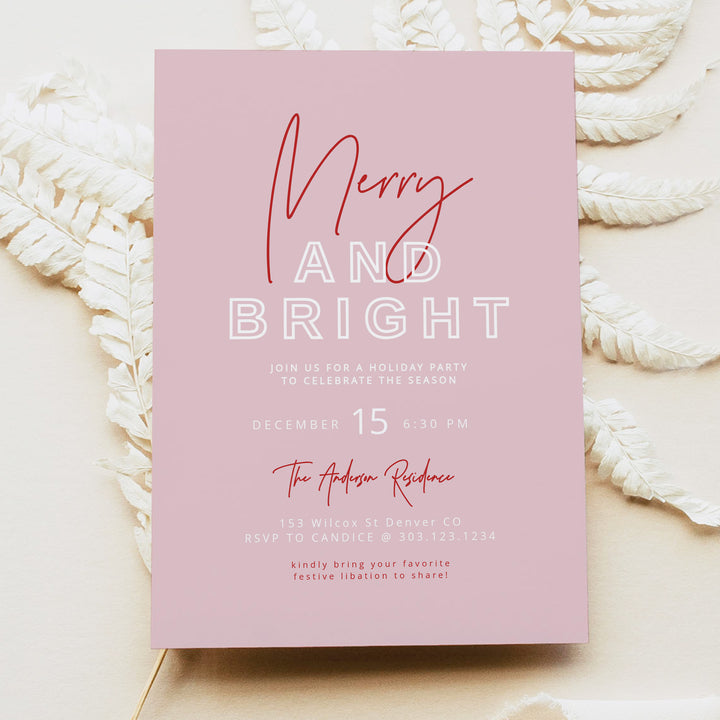 HENLEY Merry and Bright Modern Christmas Party Invitation
