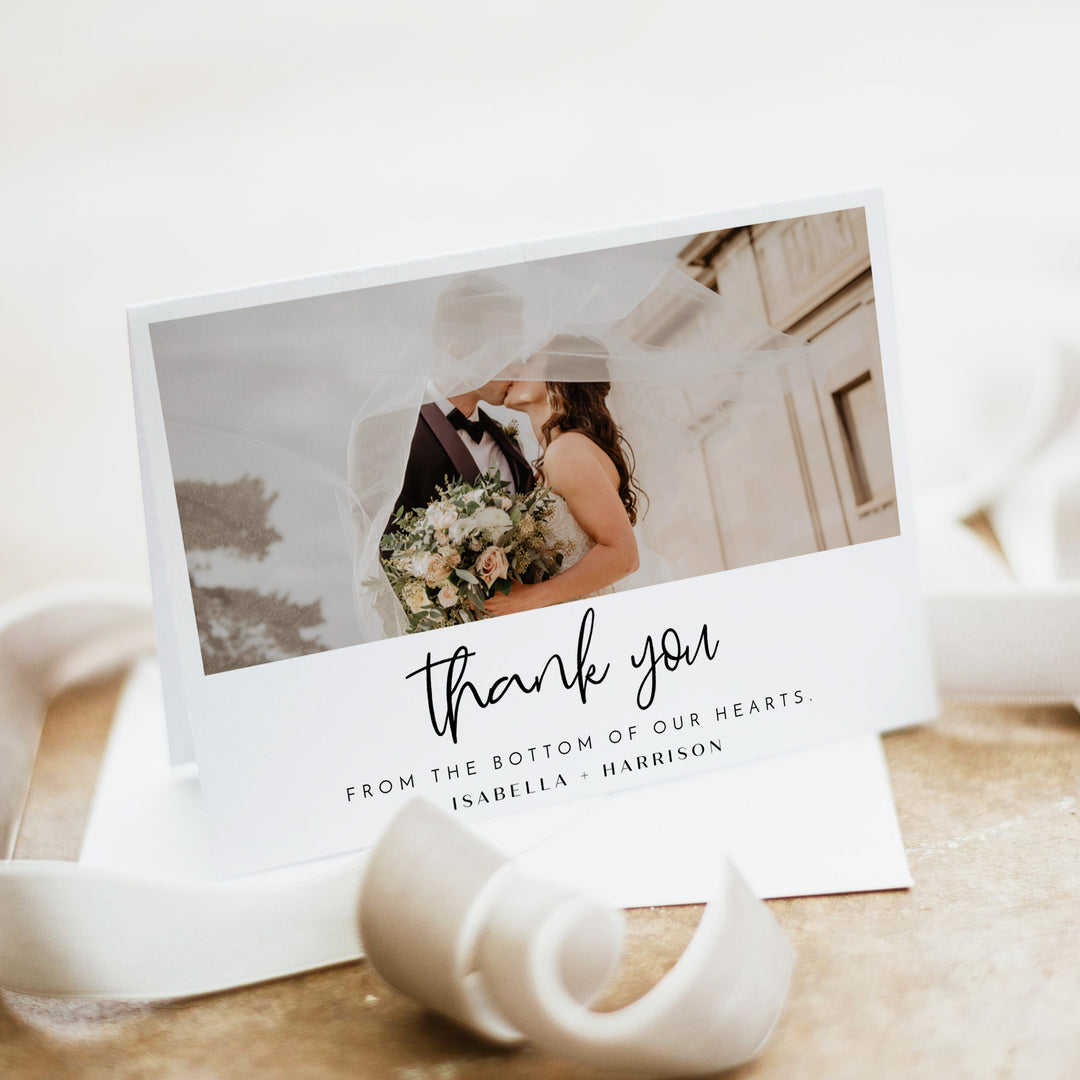 WILLOW Modern Boho Photo Wedding Thank You Cards