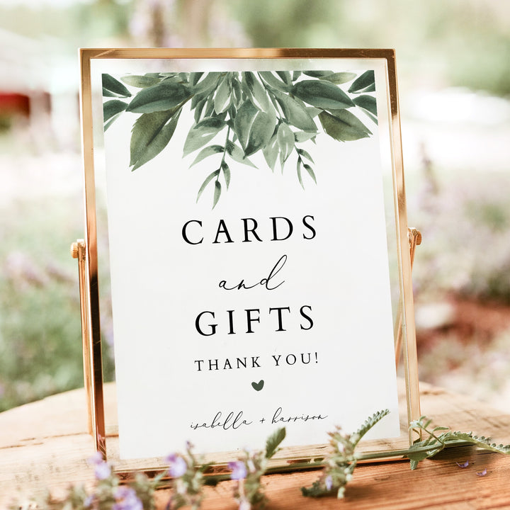 LANA Winter Greenery Cards and Gifts Wedding Sign