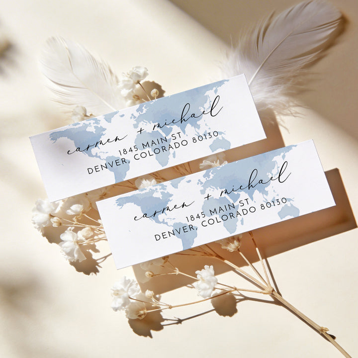 CARMEN Blue Map Destination Return Address Label
