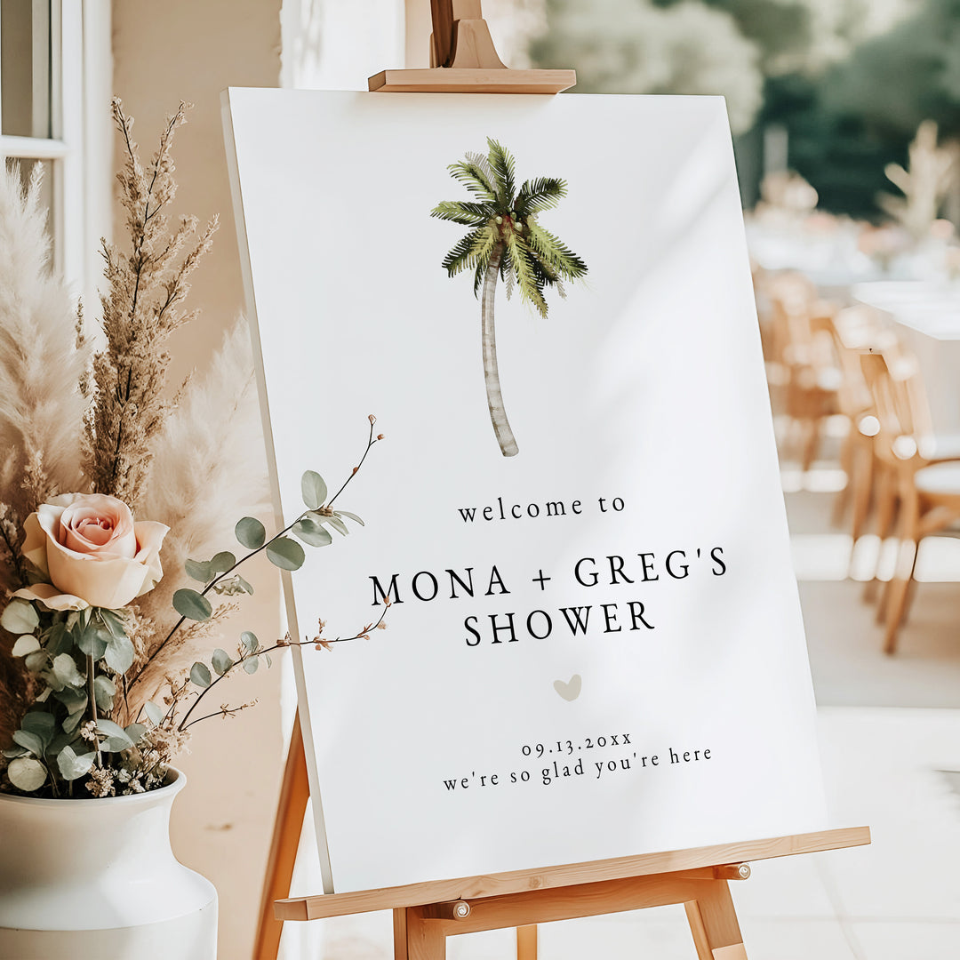 MONA Modern Tropical Couples Shower Welcome Sign