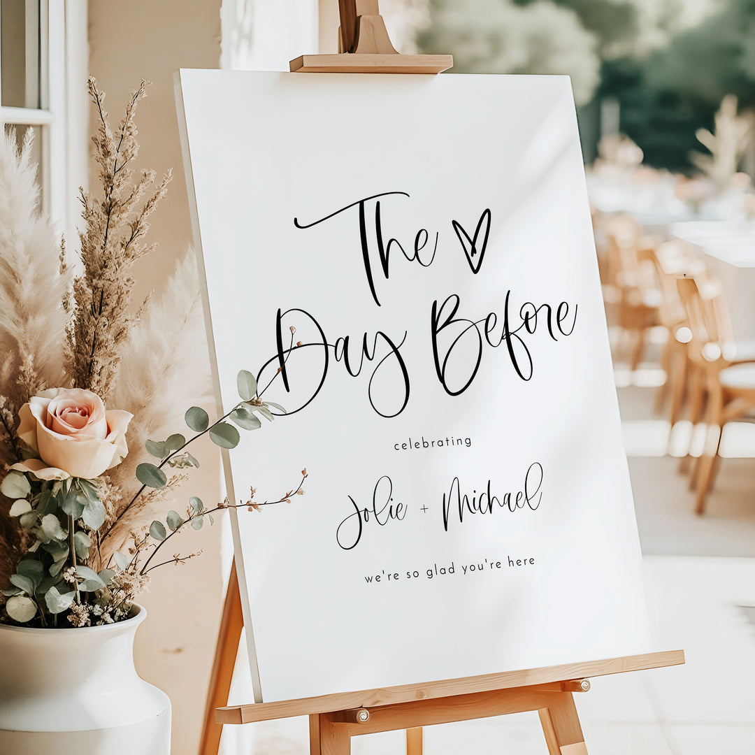 JOLIE The Day Before Modern Boho Rehearsal Dinner Sign