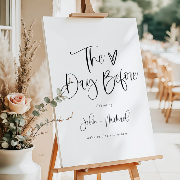 JOLIE The Day Before Modern Boho Rehearsal Dinner Sign