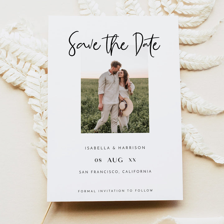 WILLOW Elegant Minimalist Wedding Save the Date Invites with Photo