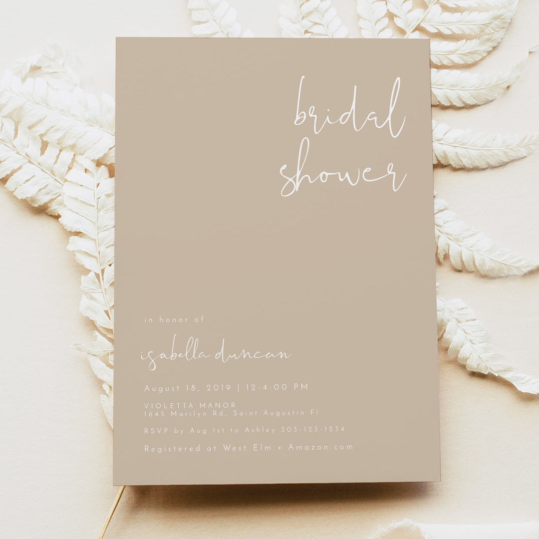 INDIE Modern Beige Boho Wedding Shower Invitation with Photo