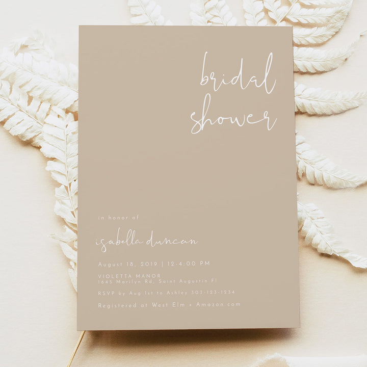 INDIE Modern Beige Boho Wedding Shower Invitation with Photo