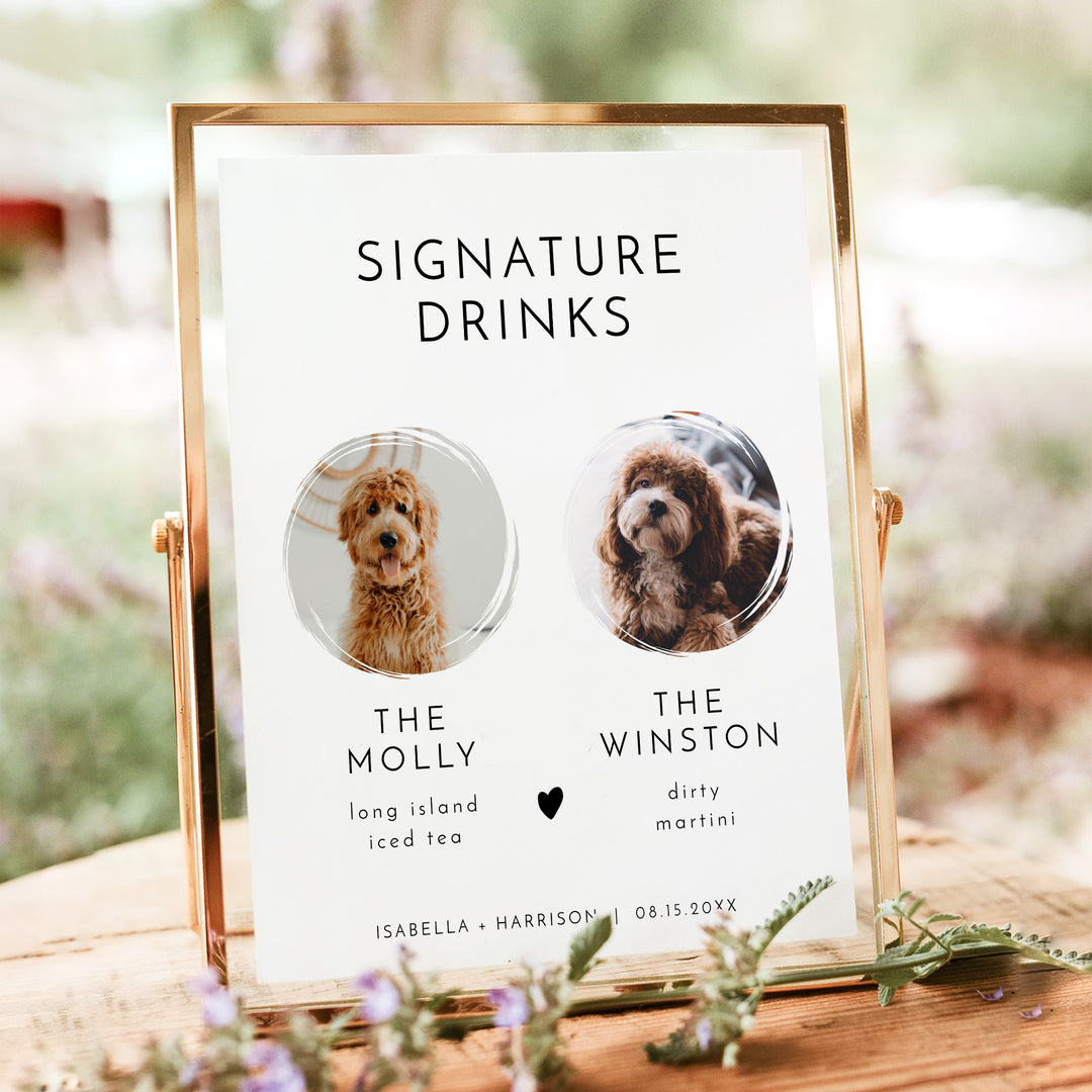 KENNEDY Pet Signature Drink Sign for Elegant Wedding Bar - Unframed