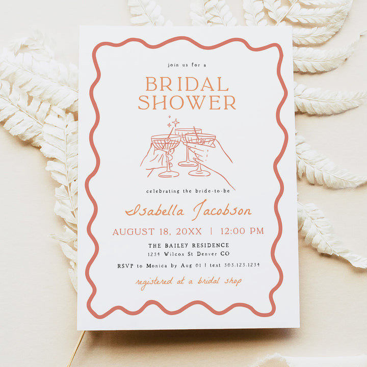 ELIZA Retro Orange Cocktail Bridal Shower Invitation