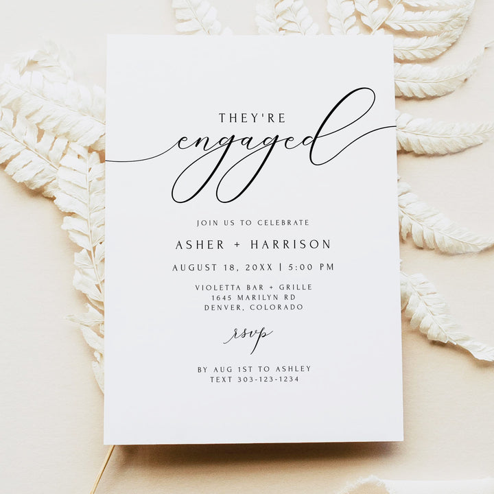 ASHER They're Engaged Elegant Engagement Party Invitations