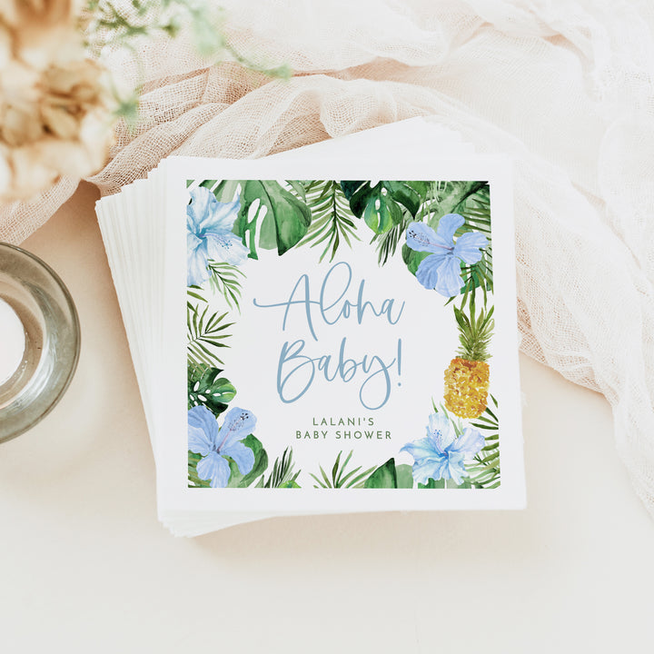 LALANI Personalized Aloha Baby Tropical Luau Baby Shower Napkins