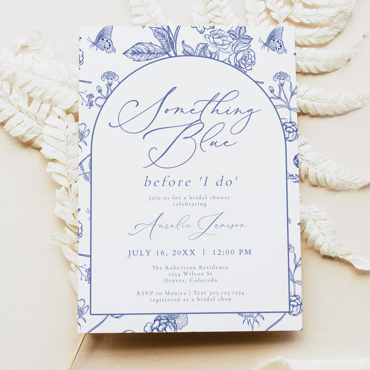 AURELIA Something Blue Before I Do Chinoiserie Bridal Brunch Invite