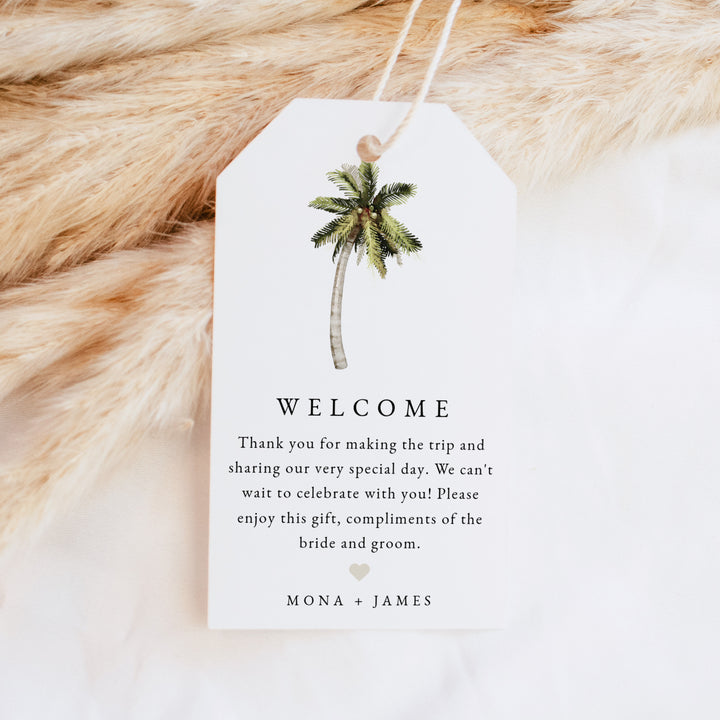 MONA Personalized Palm Tree Wedding Welcome Bag Tags