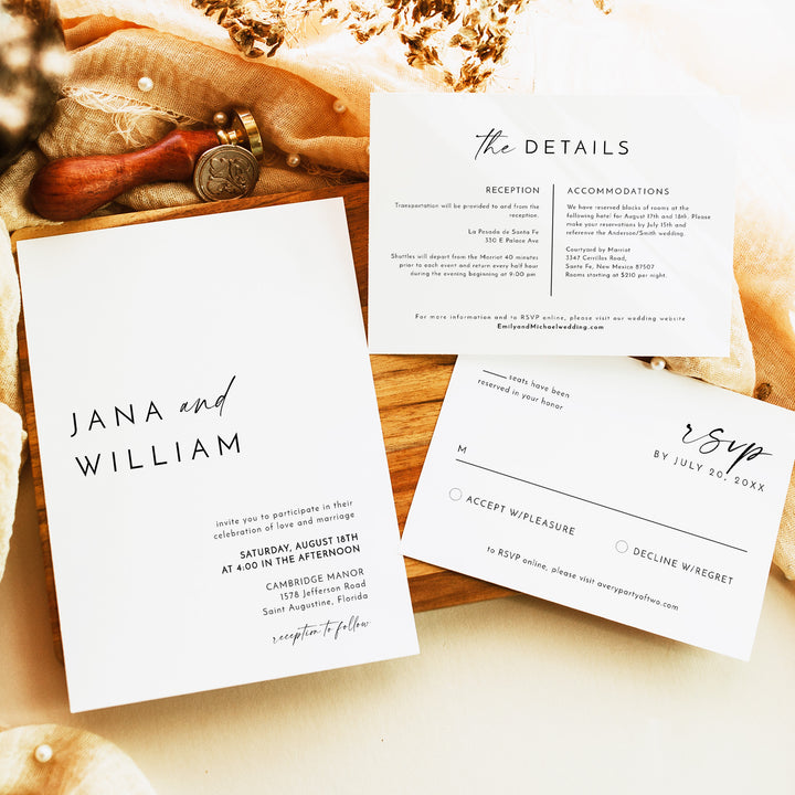 KENNEDY Simple Boho Photo Wedding Invitation Suite
