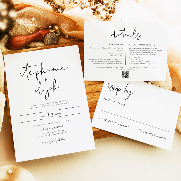 ADELLA Modern Minimalist Wedding Photo Invitation Suite