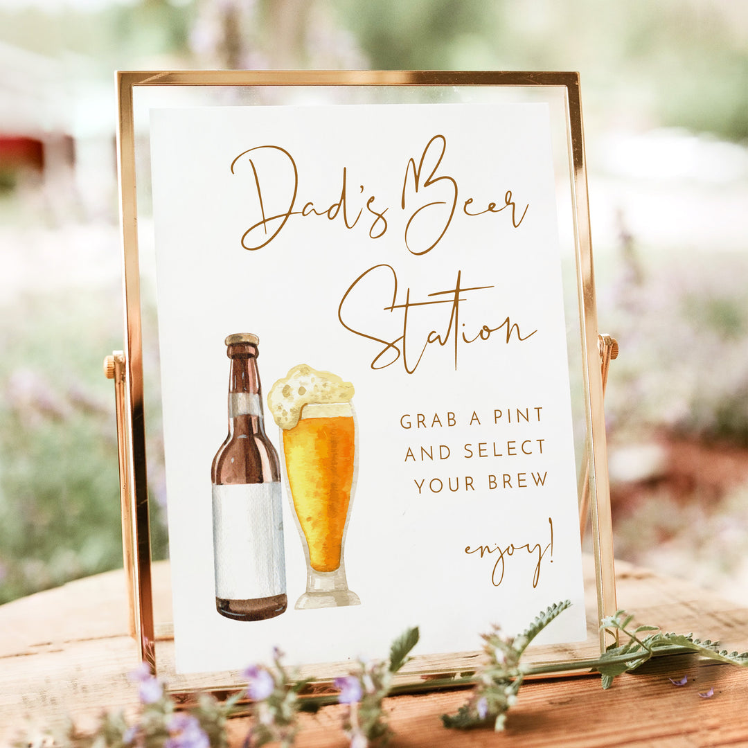 INDIE Dad's Beer Station Bar Sign for Rustic Baby Shower - Unframed
