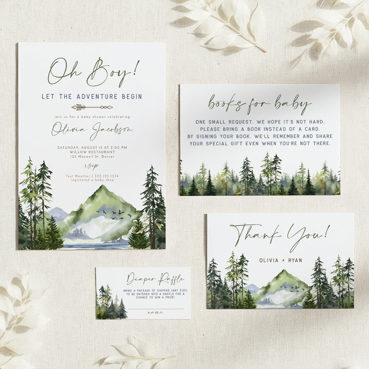 FINN Mountain Baby Shower Invitation Suite