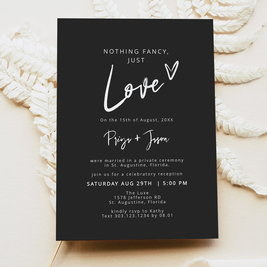 PRIYA Nothing Fancy Just Love Elopement Invitation with Photo