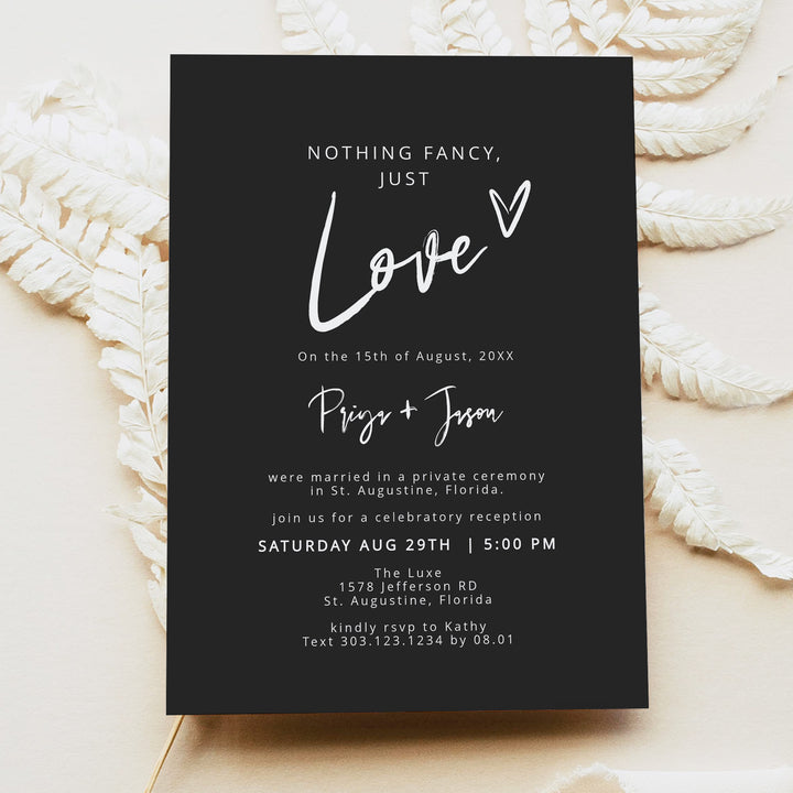 PRIYA Nothing Fancy Just Love Elopement Invitation with Photo