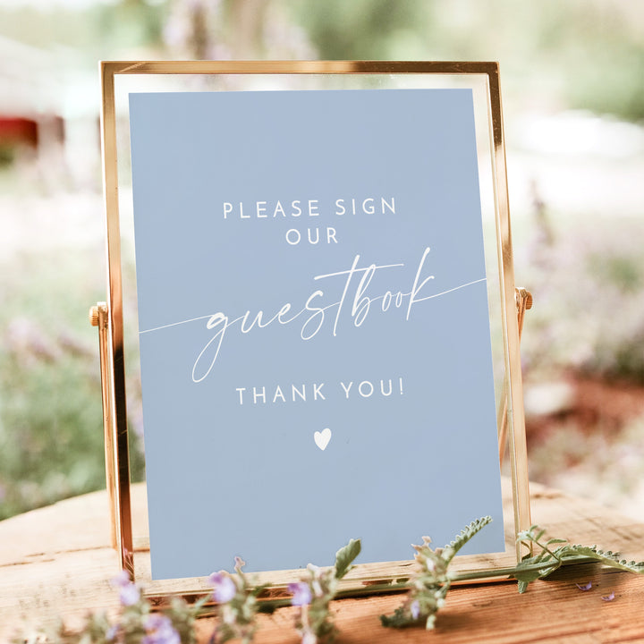 KENNEDY Modern Sky Blue Sign Our Guest Book Table Sign - Unframed