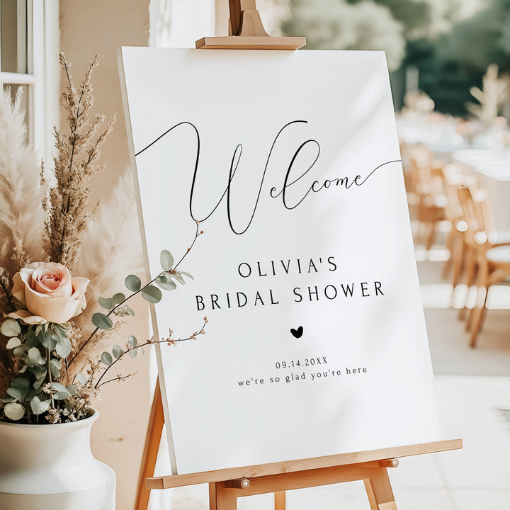 ASHER Simple Black & White Bridal Shower Welcome Sign