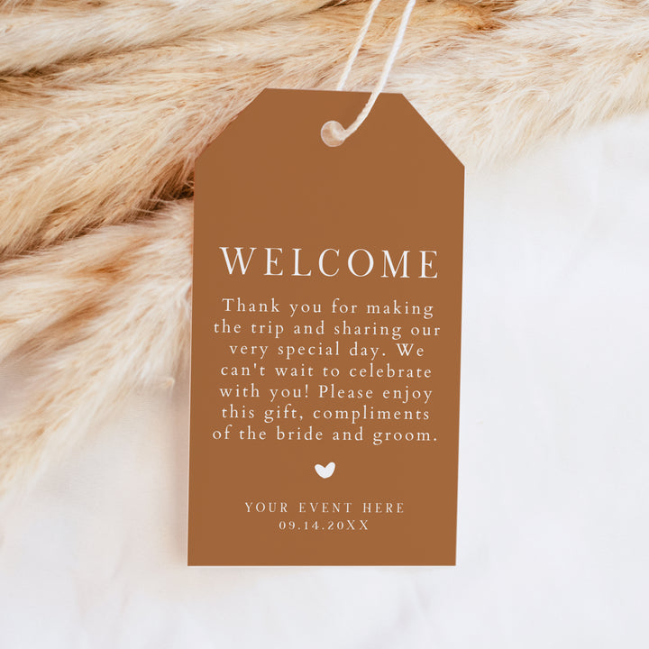 MIA Modern Terracotta Boho Wedding Welcome Bag Tag