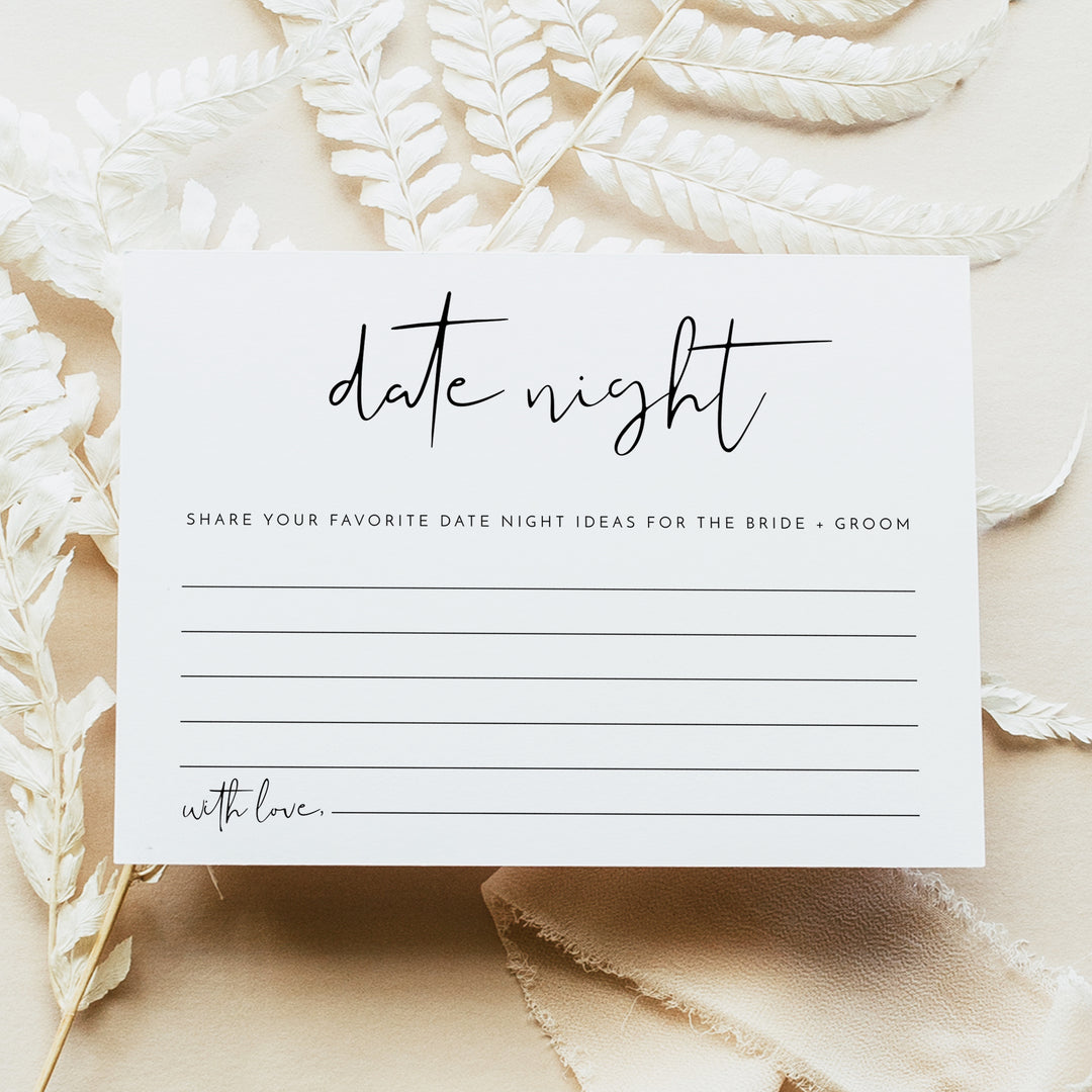 ADELLA Bride and Groom Date Night Ideas Bridal Shower Game Printed or Instant Download | Modern Minimalist
