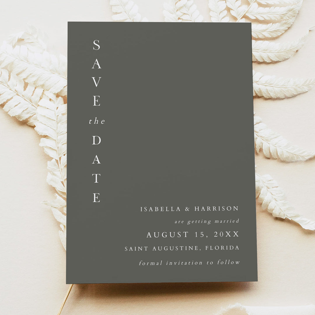 NINA Rustic Olive Green Wedding Photo Save the Date Cards