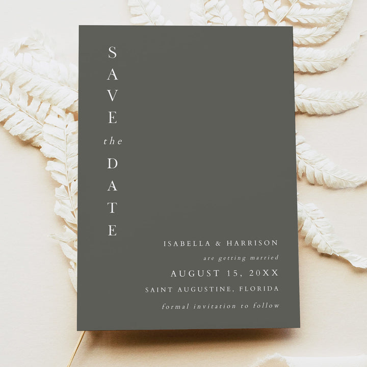 NINA Rustic Olive Green Wedding Photo Save the Date Cards