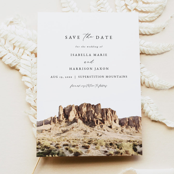 SUPERSTITION MOUNTAIN Desert Wedding Photo Save the Date Cards