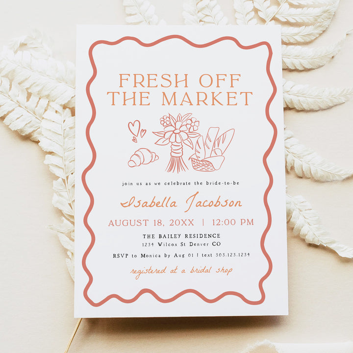ELIZA Fresh Off The Market Whimsical Bridal Brunch Invitation