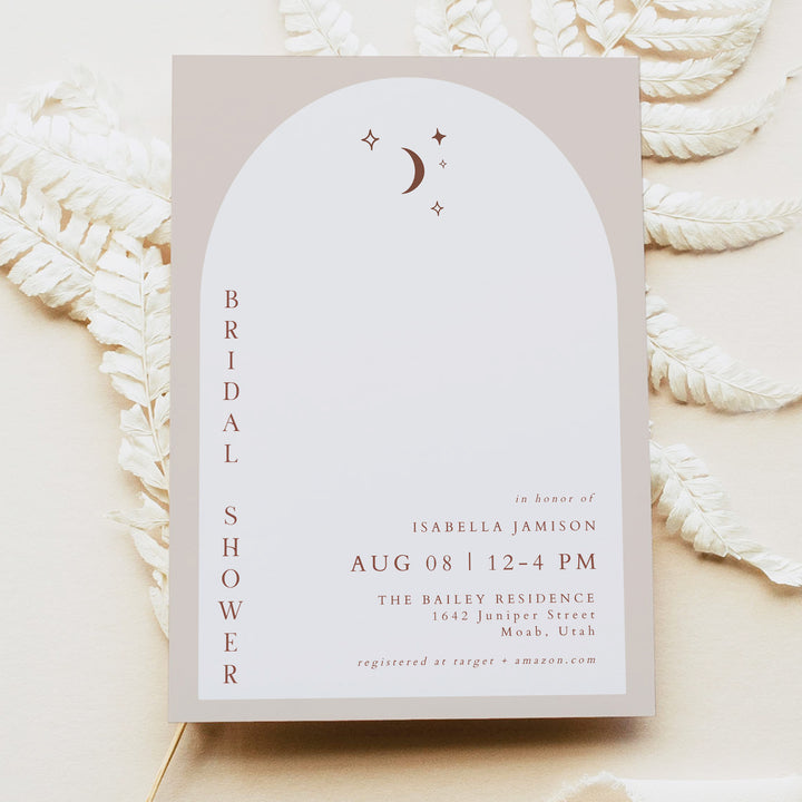 CELESTE Terracotta Celestial Boho Arch Wedding Shower Invitation