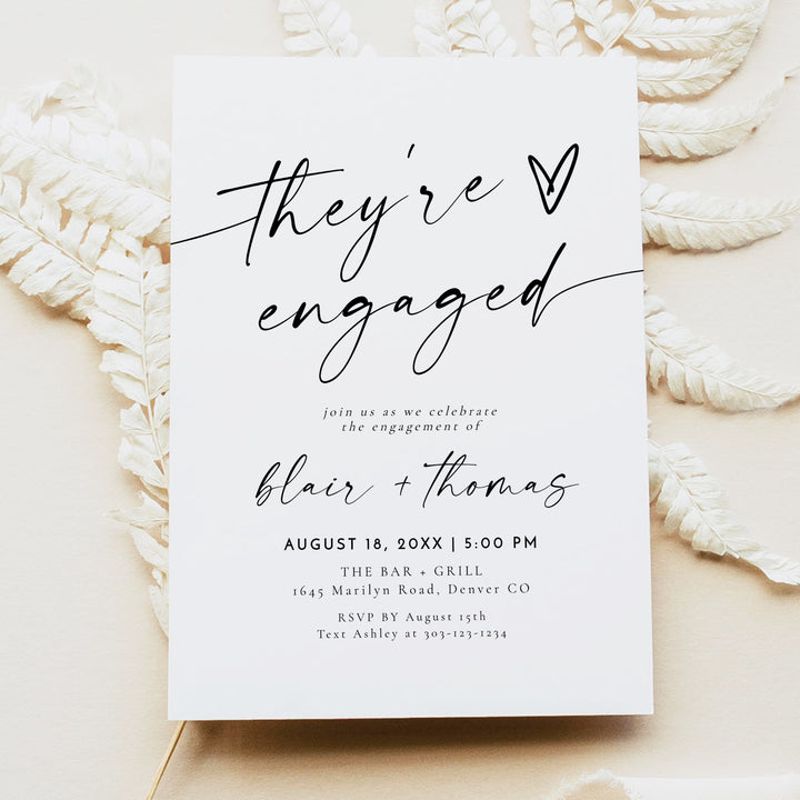 BLAIR They're Engaged Minimalist Engagement Party Invitation