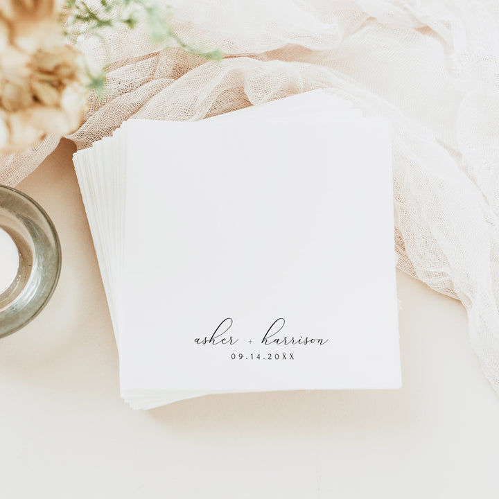 ASHER Personalized Classic Minimalist Wedding Napkins