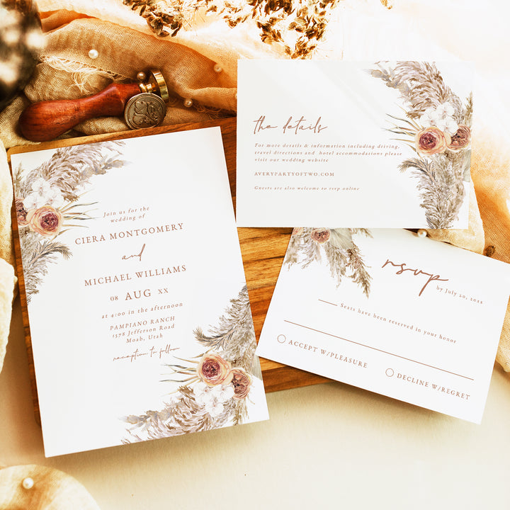 CIERA Autumn Terracotta Wedding Invitation Suite with Photo