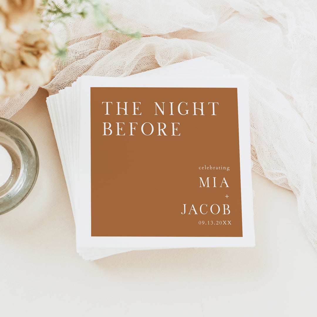 MIA The Night Before Bohemian Wedding Rehearsal Dinner Napkins