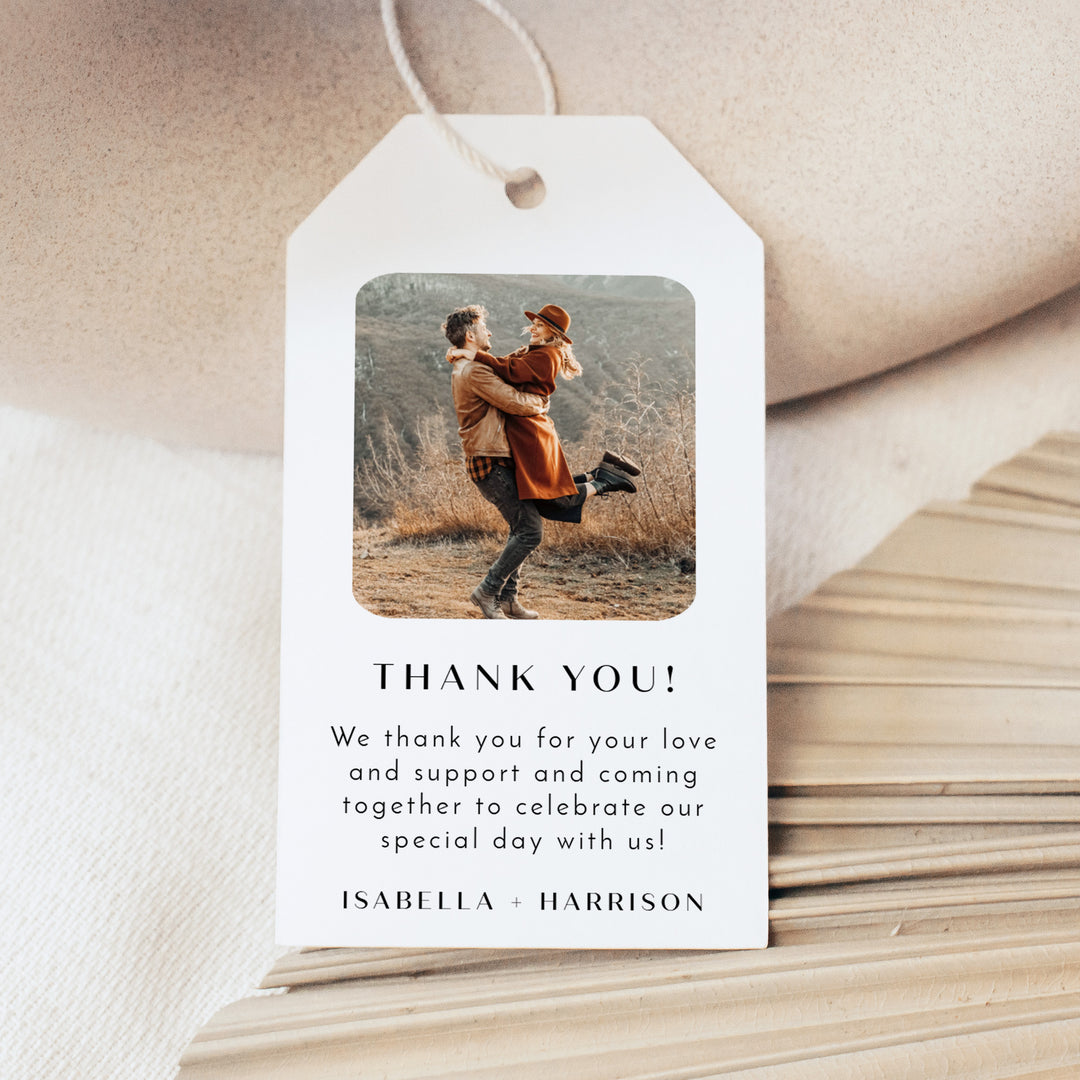 WILLOW Black and White Thank You Gift Tags with Photo