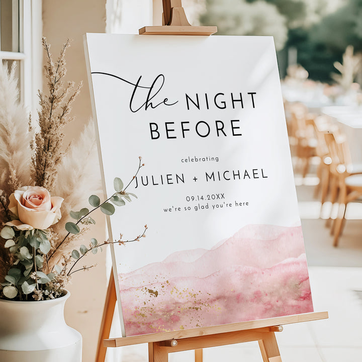 JULIEN Modern Blush Pink Wedding Rehearsal Dinner Sign