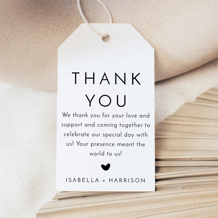 KENNEDY Elegant Thank You Tags for Bridal Shower or Wedding Favors