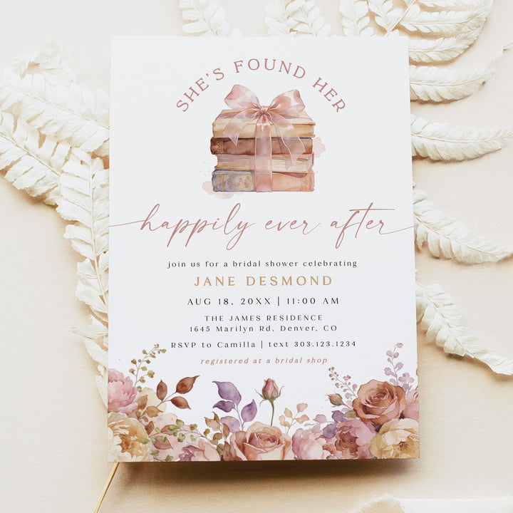 JANE Happily Ever After Book Themed Bridal Shower Invitation